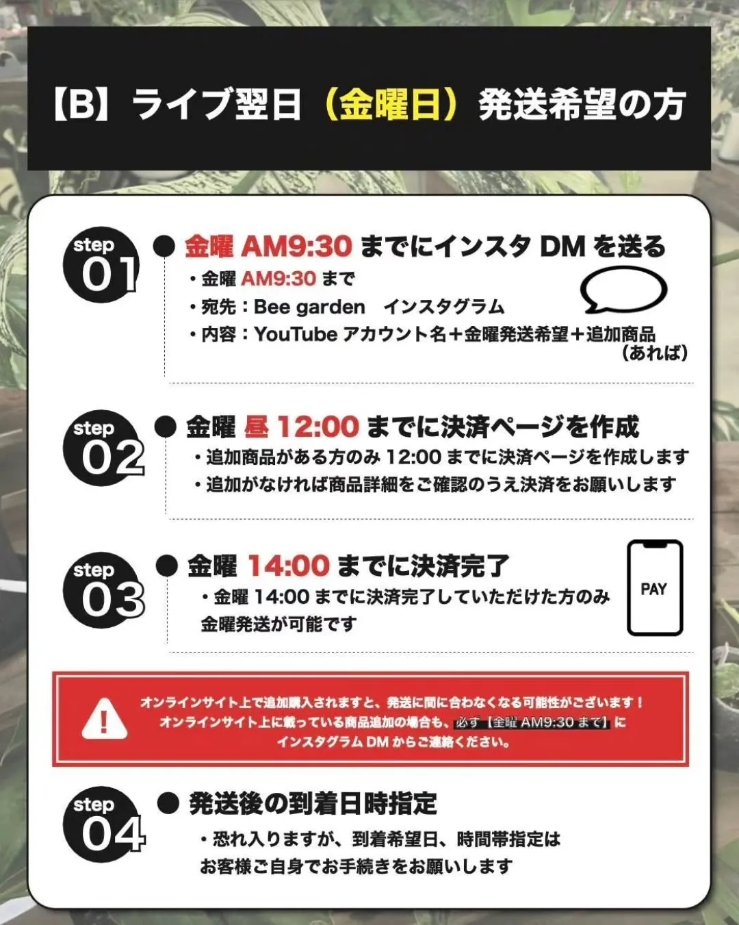 LIVEで購入されるお客様へ【大切なおしらせ】